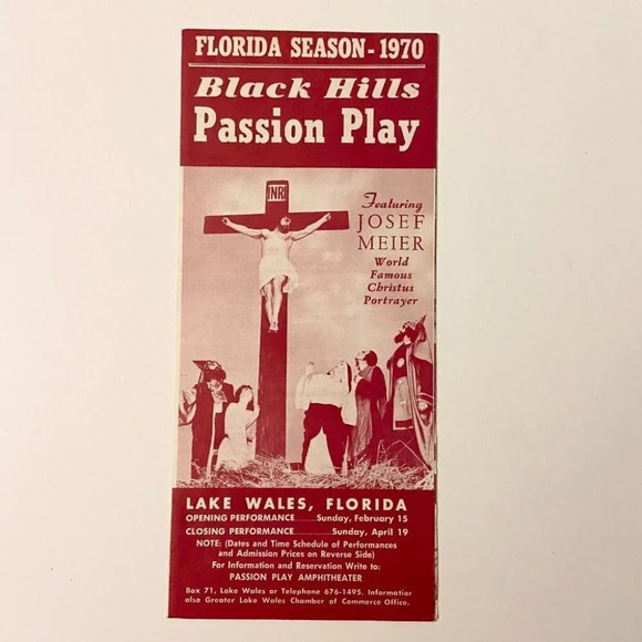 Vintage 1970 Florida  Black Hills Passion Play Lake Wales Brochure Souvenir - Picture 1 of 12